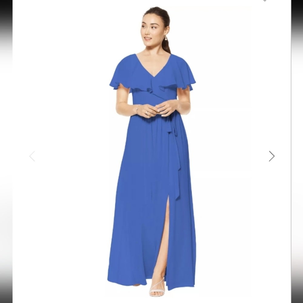Bill Levkoff Designer Horizon Chiffon V-Neck A-Line Formal Gown Dress